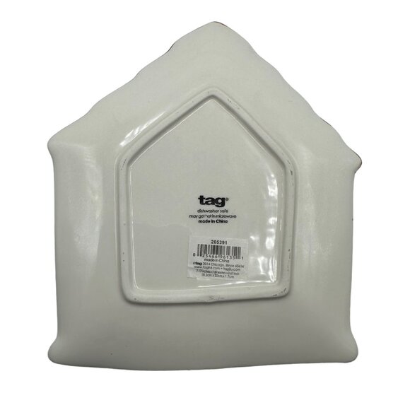 Tag Christmas Dessert Plate Green Front Door Wreath Candy Cane Red Roof Lights - Picture 2 of 10